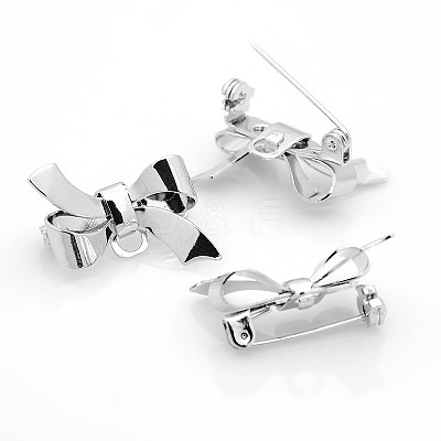 Bowknot Brass Brooches Findings KK-F0272-P-1