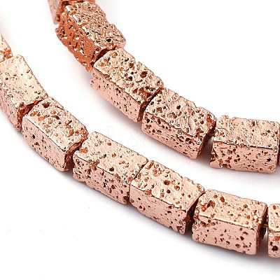 Electroplated Natural Lava Rock Beads Strands G-I360-K02-03-1