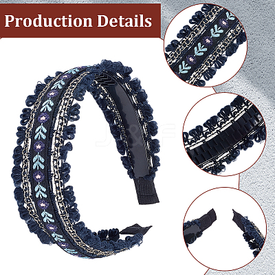 2Pcs 2 Colors Floral Hair Bands Embellishments for Women OHAR-CY0001-19B-1