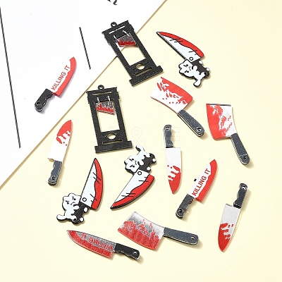 15Pcs 5 Styles Halloween Printed Opaque Acrylic Pendants MACR-YW0003-07-1