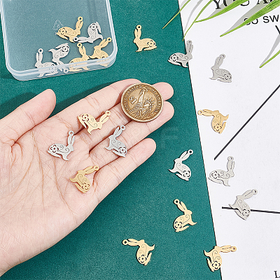 20Pcs 2 Colors 201 Stainless Steel Pendants STAS-UN0052-06-1