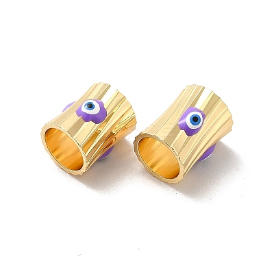 Brass Enamel Evil Eye Beads KK-P222-02G-1