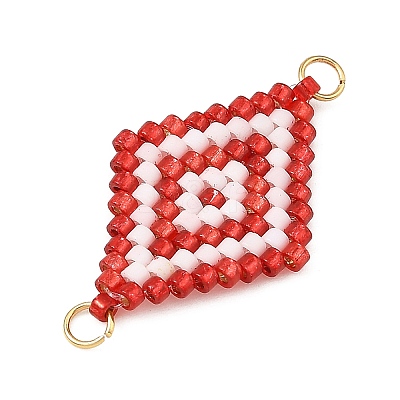 Glass Seed Beads Connector Charms PALLOY-MZ01416-1