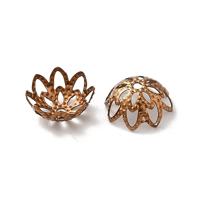 Ion Plating(IP) 304 Stainless Steel Flower Fancy Bead Caps STAS-G085-16CG-1