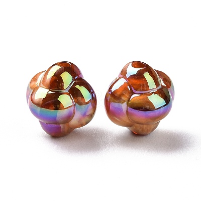 UV Plating Rainbow Iridescent Acrylic Beads PACR-H003-13-1