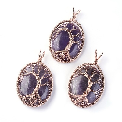 Natural Amethyst Big Pendants G-G771-C04-1