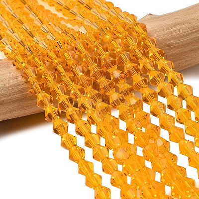Orange Glass Bicone Beads Strands X-GLAA-S026-6mm-12-1