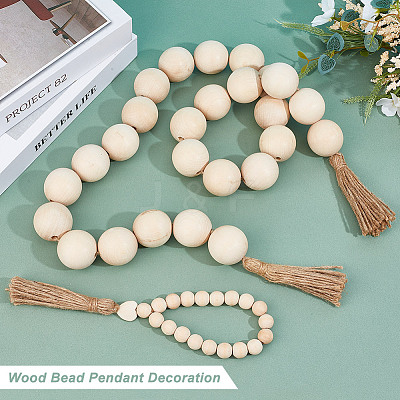 Wood Bead Pendant Decoration AJEW-OC00002-1