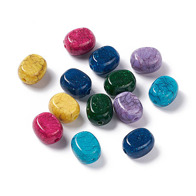 Crackle Opaque Acrylic Beads OACR-C006-19-1