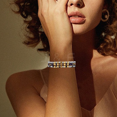Glass Beads Bracelets BJEW-SW01604-02-1