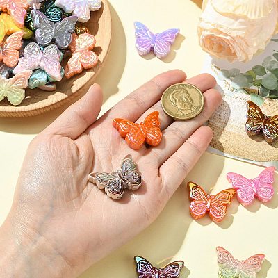 50Pcs 2 Styles UV Plating Acrylic Beads MACR-CJ0002-16-1