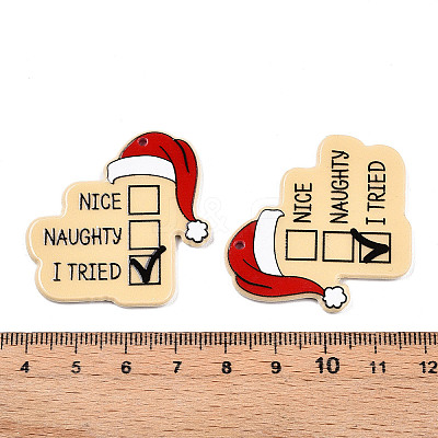 Christmas Series Printed Opaque Acrylic Pendants OACR-Q080-01B-1