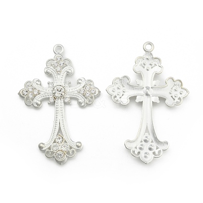 Alloy Rhinestone Cross Big Pendants ALRI-1475-S-RS-1