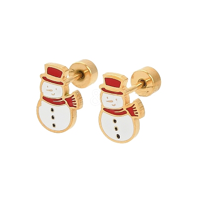 Christmas 304 Stainless Steel Stud Earrings EJEW-A144-01B-G-1