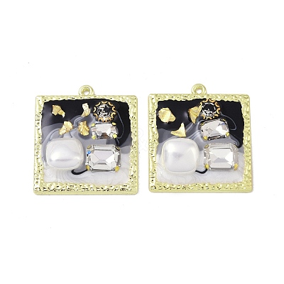 Rack Plating Alloy Enamel Pendants FIND-I038-15-1