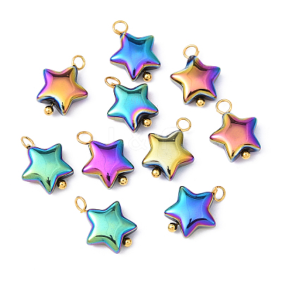 10Pcs Glass Pendants PALLOY-YW00065-02-1
