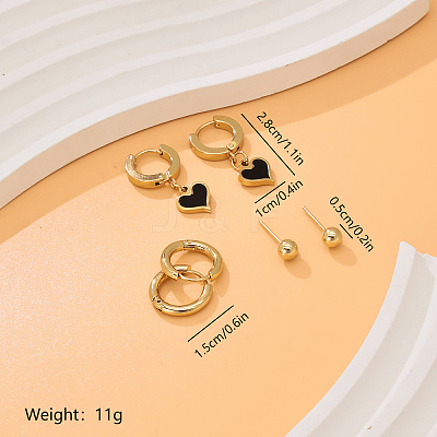 3 Pairs Elegant Stainless Steel Earring Sets OF1161-1-1