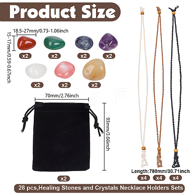 12Pcs 3 Colors Waxed Polyester Cord Macrame Pouch Pendant Slider Necklace Making NJEW-GO0001-24-1