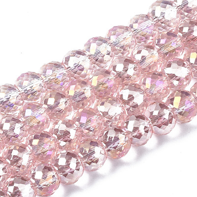 Electroplate Transparent Glass Beads Strands EGLA-Q125-004-1