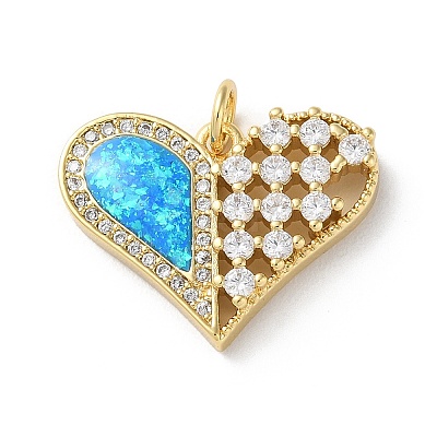 Brass Micro Pave Clear Cubic Zirconia Pendants KK-C045-01C-G-1