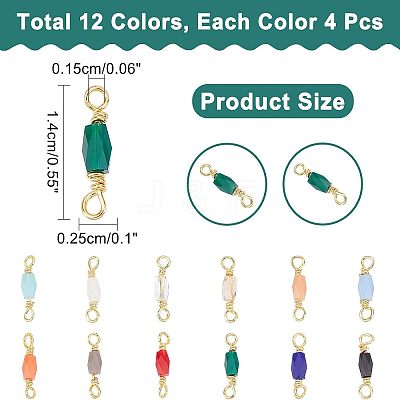 40pcs 10 colors Electroplated Glass Links Connectors KK-FH0003-10-1