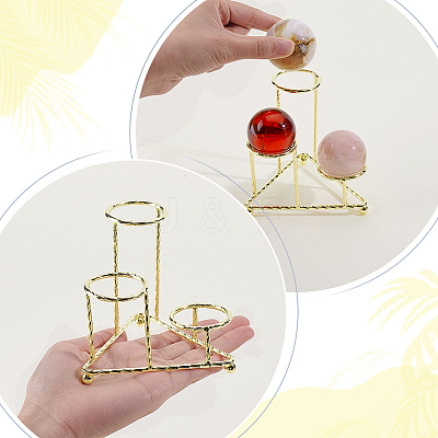 3-Slot Stainless Steel Crystal Ball Organizer Riser Holder ODIS-WH0043-194-1