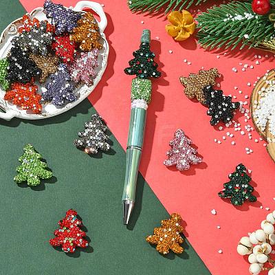 Christmas Tree Polymer Clay Rhinestone Beads CLAY-NH0001-14-1