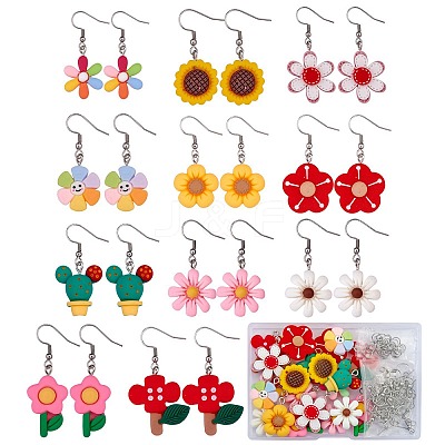 DIY 3D Flower Dangle Earring Making Kit DIY-SZ0008-56-1