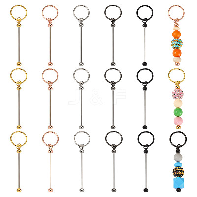 15Pcs 5 Colors Iron Bar Beadable Keychain Clasps AJEW-TA0002-14-1