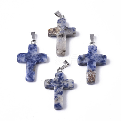 Natural Blue Spot Jasper Pendants G-J354-05A-1