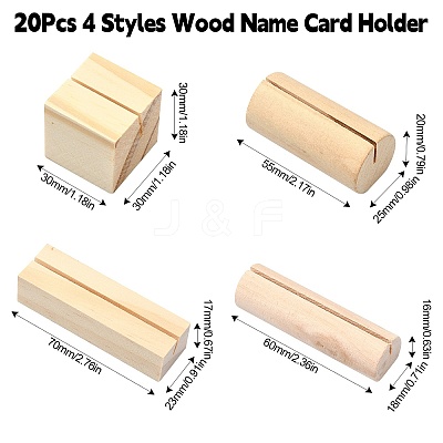 20Pcs 4 Styles Wood Name Card Holder AJEW-CJ0001-43-1