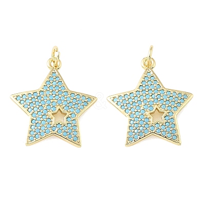 Brass Micro Pave Sky Blue Cubic Zirconia Pendants CU-CBA6938-05G-04-1