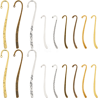 18Pcs 9 Style Tibetan Style Alloy Bookmarks Findings with Hole AJEW-SC0002-57-1