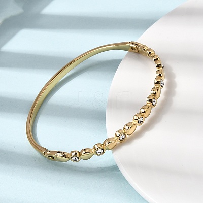 304 Stainless Steel Rhinestone Hinged Bangles for Women BJEW-B168-03A-G-1