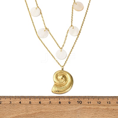 Spiral Shell Shape 304 Stainless Steel Double Layer Pendant Necklaces NJEW-L465-06G-1
