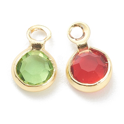 Faceted Glass Charms KK-F826-05G-1