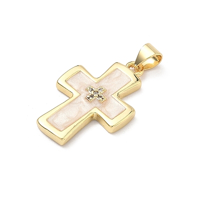 Brass Micro Pave Cubic Zirconia Pendants X-KK-P345-57G-1