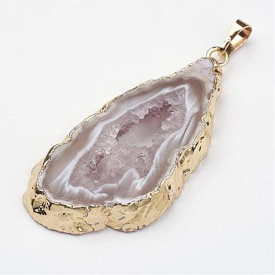 Natural Geode Agate Pendants G-G950-02G-1