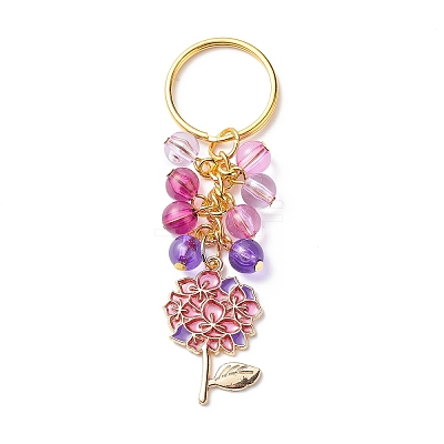 4Pcs Grape/Flower/Heart/Butterfly Alloy Enamel Pendant Keychain KEYC-JKC00412-04-1