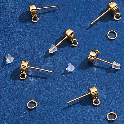 Brass Stud Earring Findings KK-CN0003-42G-1