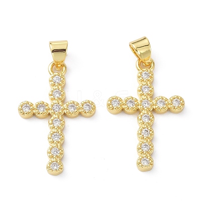Brass Cubic Zirconia Pendant ZIRC-C021-39G-1