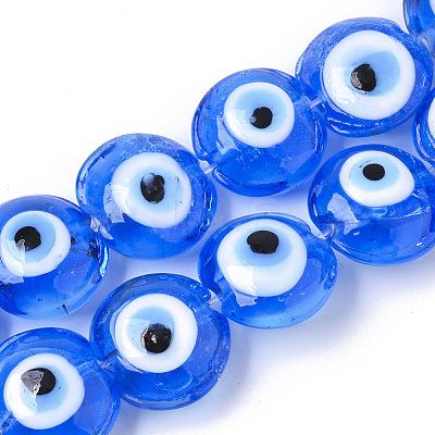 Handmade Evil Eye Lampwork Beads Strands LAMP-R143-04B-1