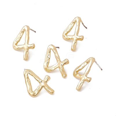 Brass Number Stud Earrings with 925 Sterling Silver Pins for Women EJEW-A077-01D-1