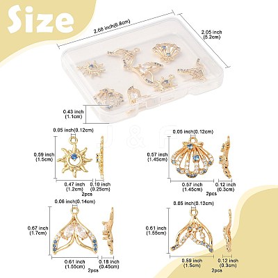 8Pcs 4 Styles Brass Micro Pave Cubic Zirconia Pendants KK-FS0001-96-1