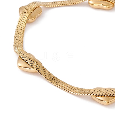 Ion Plating(IP) 304 Stainless Steel Heart Beaded Herringbone Chain Bracelet for Women BJEW-G656-05G-1