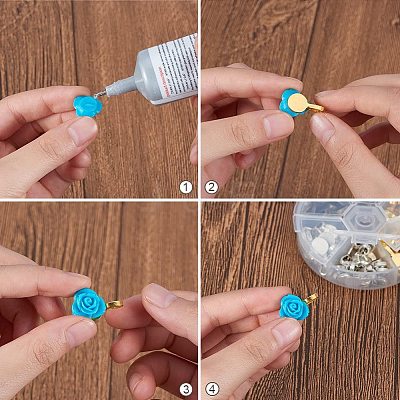 Tibetan Style Alloy Glue-on Flat Pad Bails TIBEP-PH0004-13-1