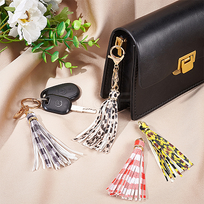9pcs 9 colors PU Imitation Leather Tassel Pendants FIND-WR0005-86-1