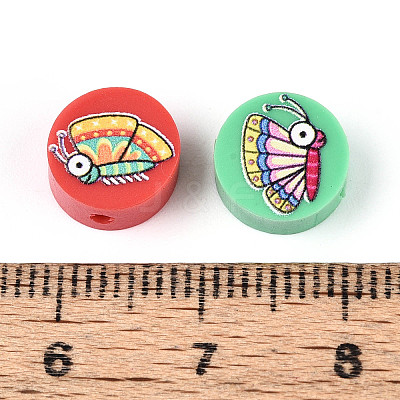 Printed Handmade Polymer Clay Beads CLAY-T022-12L-1