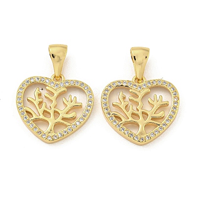 Brass Micro Pave Clear Cubic Zirconia Pendants ZIRC-P113-07D-G-1