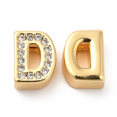 Brass Micro Pave Cubic Zirconia Beads KK-F855-03G-D-1